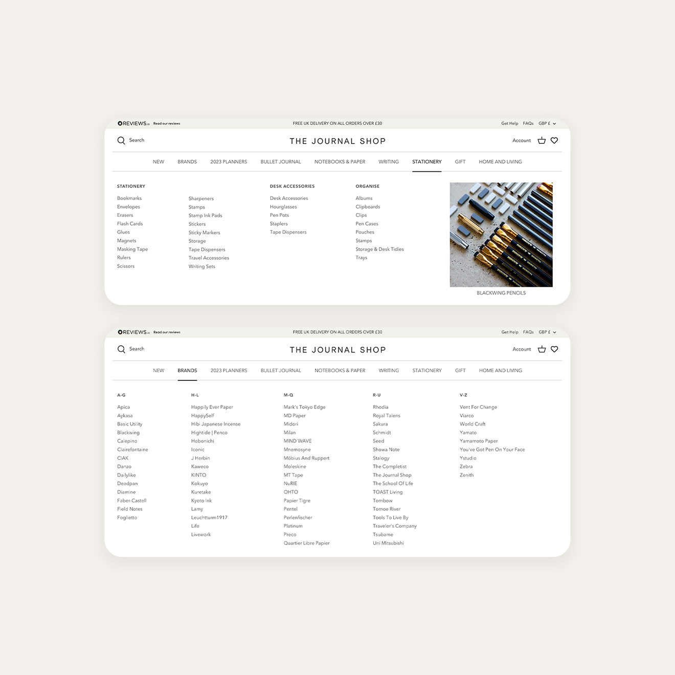 mega menu for ecommerce store